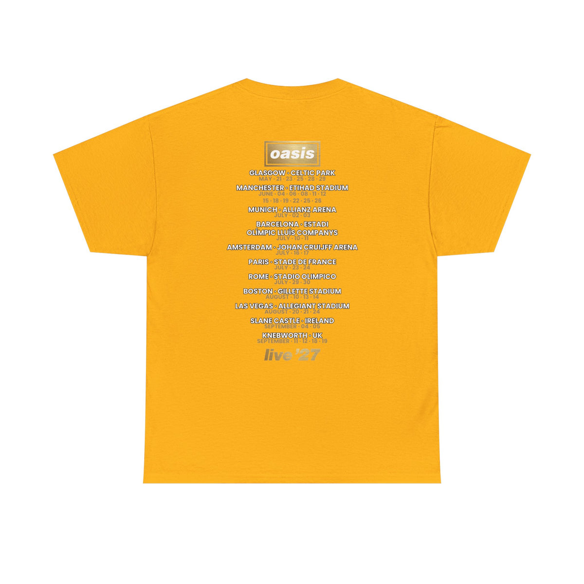 Oasis Live 27 Tour Dates Shirt T-Shirt