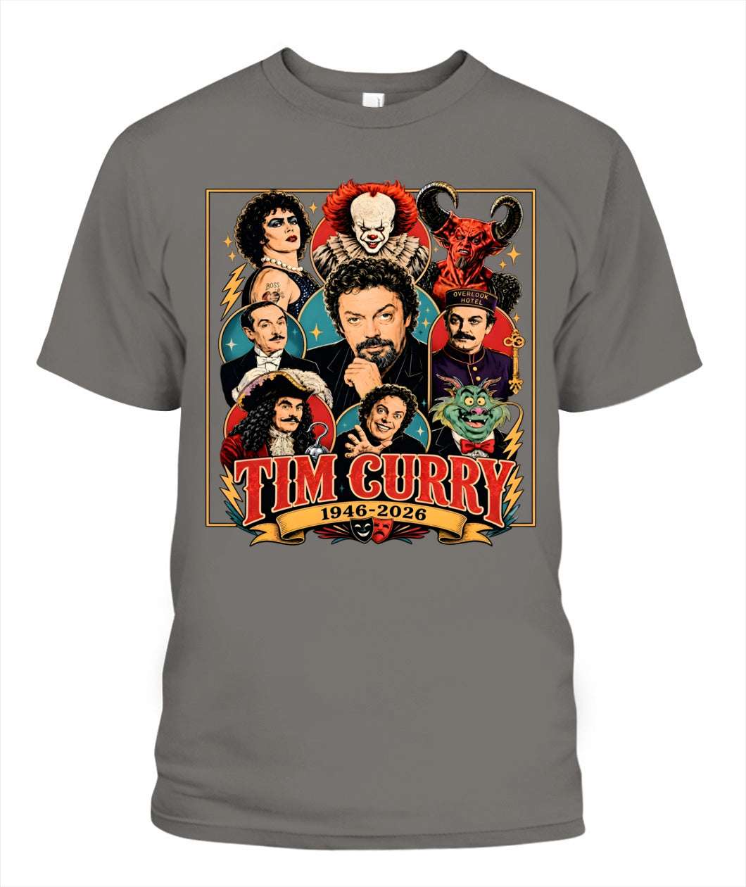 Tim Curry Career Roles Shirt Unisex T-Shirt Grey