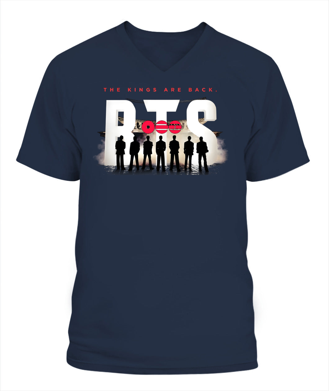 BurgerPrints [Double Sided] Arirang Tracklist V-Neck Shirt Lady's V-Neck T-Shirt Navy