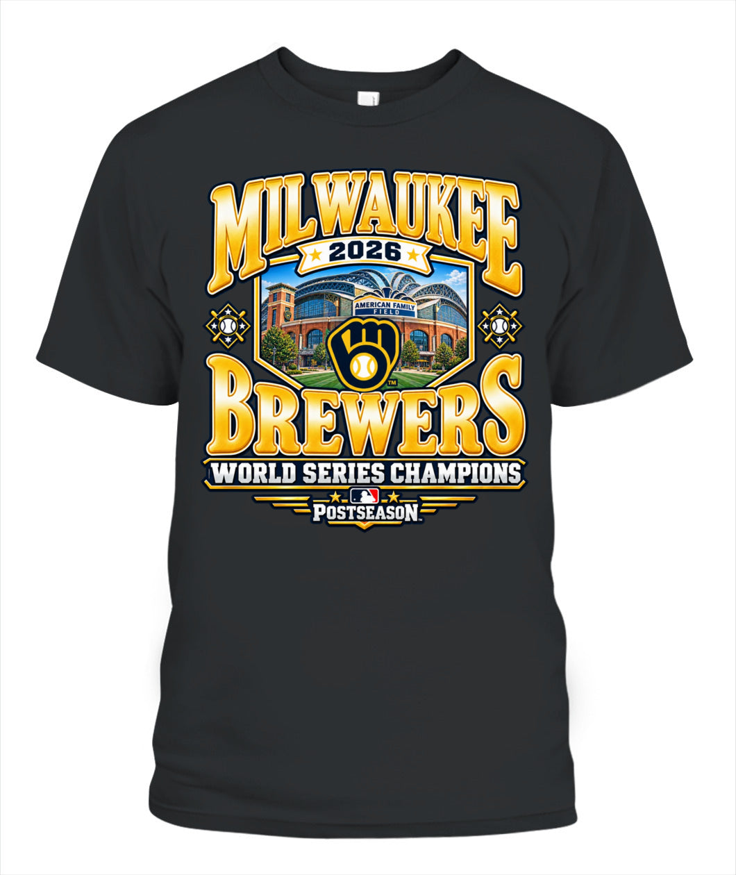 Milwaukee Brewers World Series Champions with Stadium Shirt Unisex T-Shirt Black
