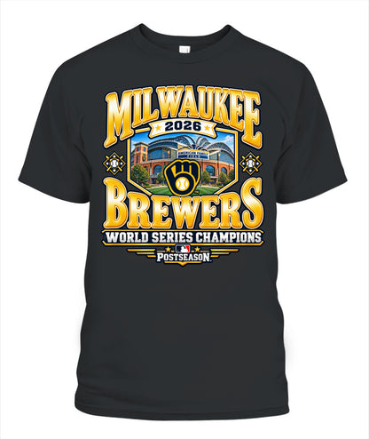 Milwaukee Brewers World Series Champions with Stadium Shirt Unisex T-Shirt Black