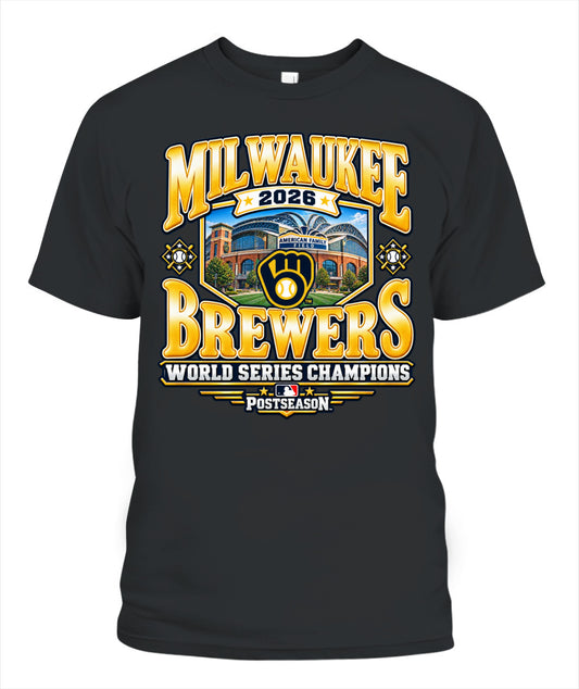 Milwaukee Brewers World Series Champions with Stadium Shirt Unisex T-Shirt Black