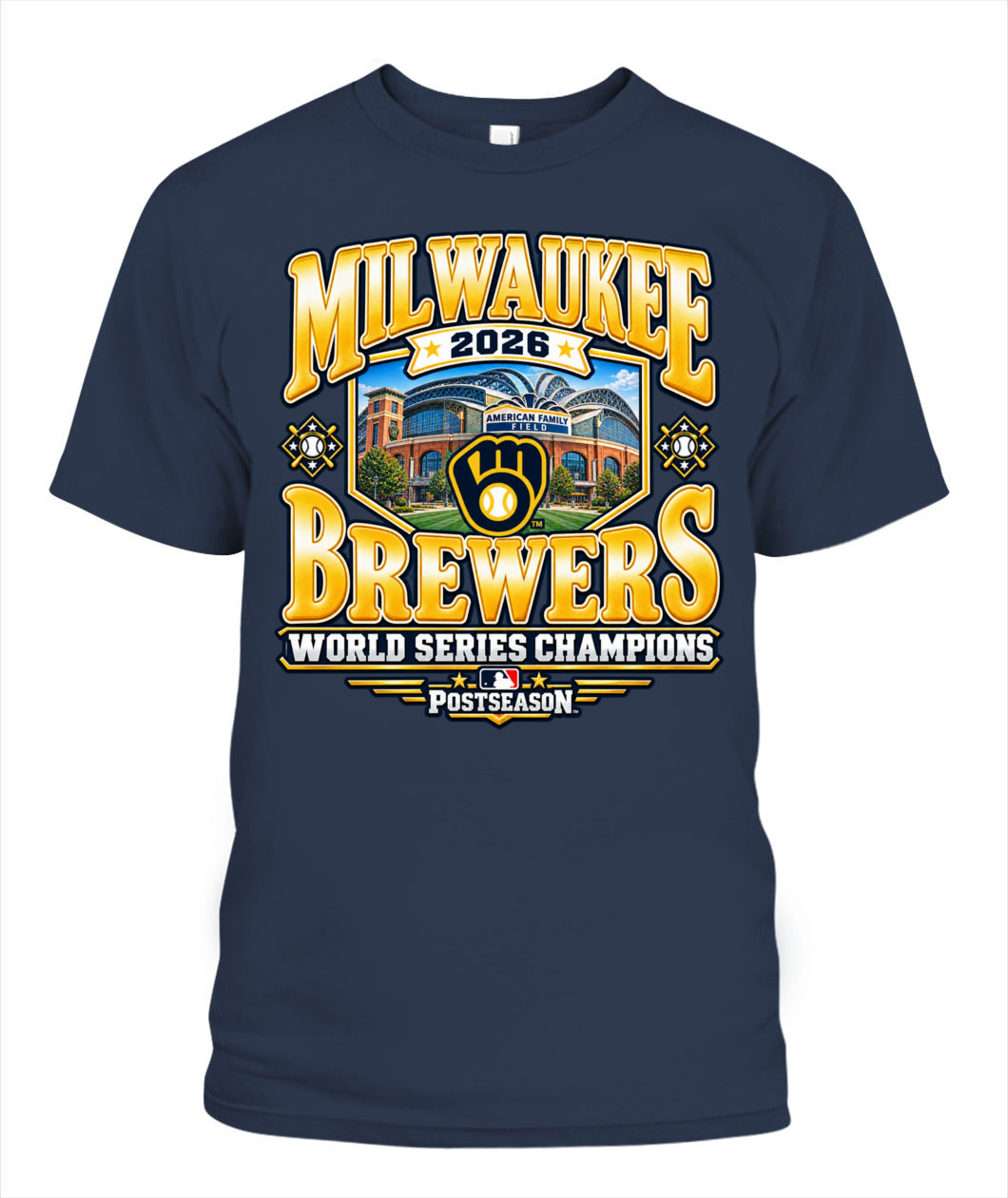 Milwaukee Brewers World Series Champions with Stadium Shirt Unisex T-Shirt Navy