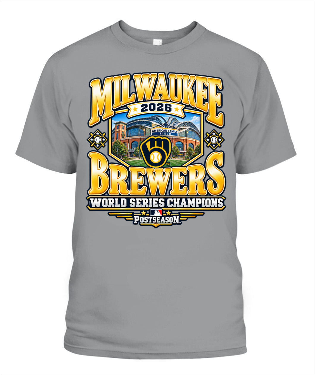 Milwaukee Brewers World Series Champions with Stadium Shirt Unisex T-Shirt Sport Grey