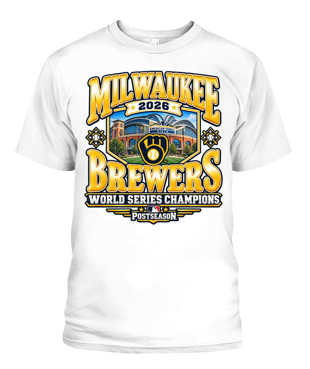 Milwaukee Brewers World Series Champions with Stadium Shirt Unisex T-Shirt White