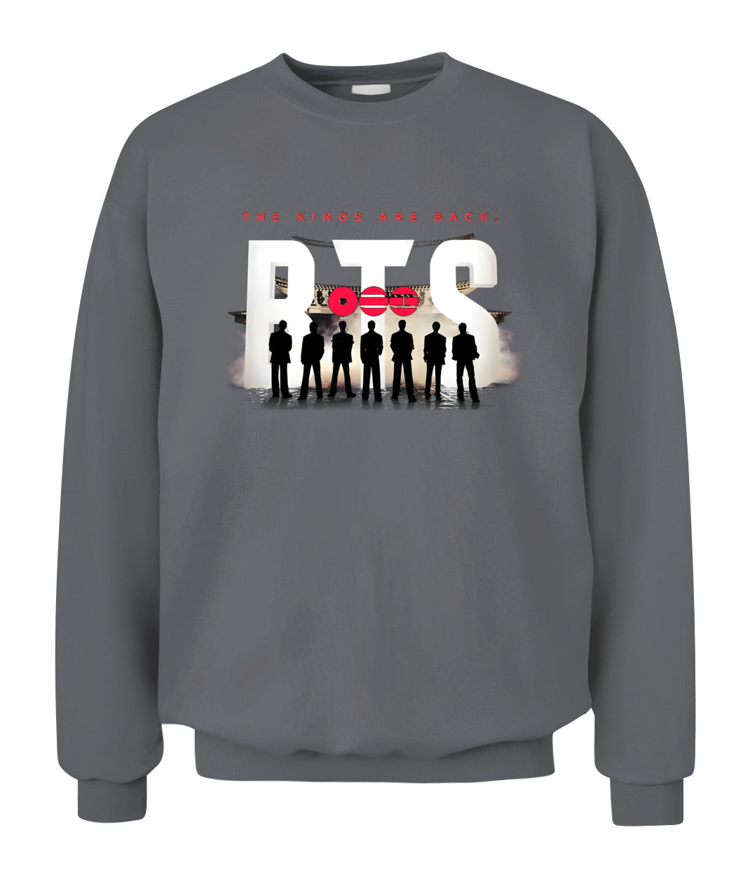 BurgerPrints [Double Sided] Bangtan Arirang Tracklist Unisex Crewneck Sweatshirt Charcoal