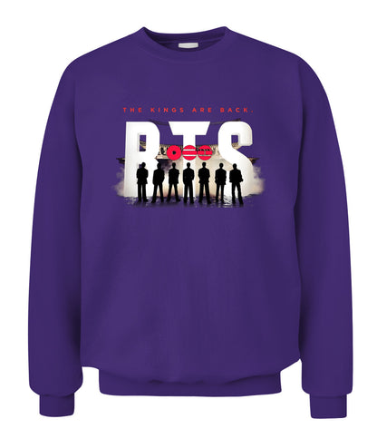 BurgerPrints [Double Sided] Bangtan Arirang Tracklist Unisex Crewneck Sweatshirt Purple