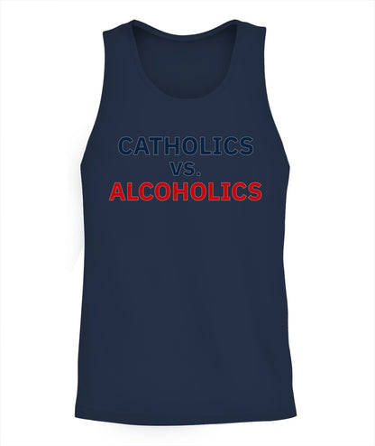 Catholics vs Alcoholics Notre vs Wisconsin Shirt Unisex Tank Top Navy Apparel