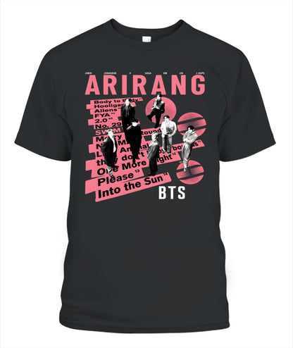BurgerPrints Bangtan Members Arirang Tracklist Unisex T-Shirt | Gildan 5000 Black Apparel