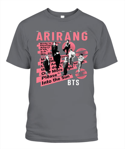 BurgerPrints Bangtan Members Arirang Tracklist Unisex T-Shirt | Gildan 5000 Charcoal Apparel