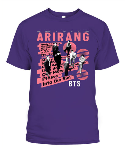 BurgerPrints Bangtan Members Arirang Tracklist Unisex T-Shirt | Gildan 5000 Purple Apparel