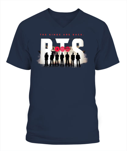 BurgerPrints [Double Sided] Arirang Tracklist V-Neck Shirt Unisex V-Neck T-Shirt Navy