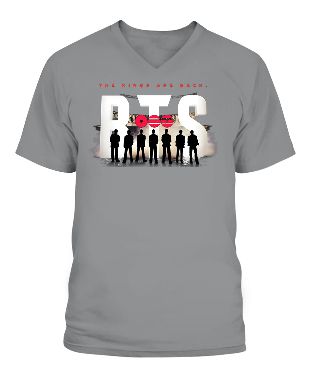 BurgerPrints [Double Sided] Arirang Tracklist V-Neck Shirt Unisex V-Neck T-Shirt Sport Grey
