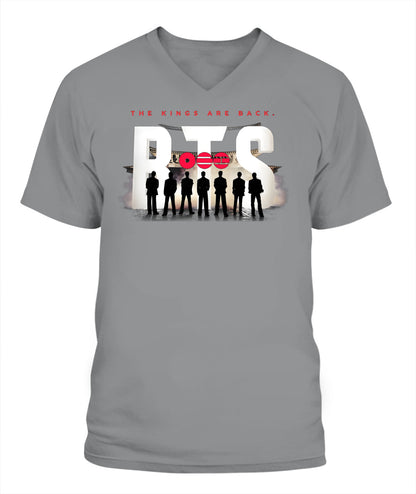 BurgerPrints [Double Sided] Arirang Tracklist V-Neck Shirt Unisex V-Neck T-Shirt Sport Grey