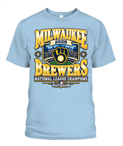 Milwaukee Brewers 2026 National League Champions Shirt Unisex T-Shirt Light Blue