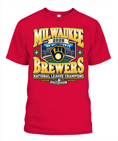 Milwaukee Brewers 2026 National League Champions Shirt Unisex T-Shirt Red