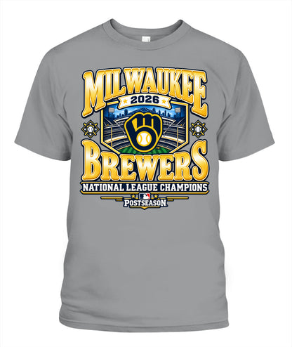 Milwaukee Brewers 2026 National League Champions Shirt Unisex T-Shirt Sport Grey