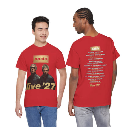 Oasis Live 27 Tour Dates Shirt Red T-Shirt
