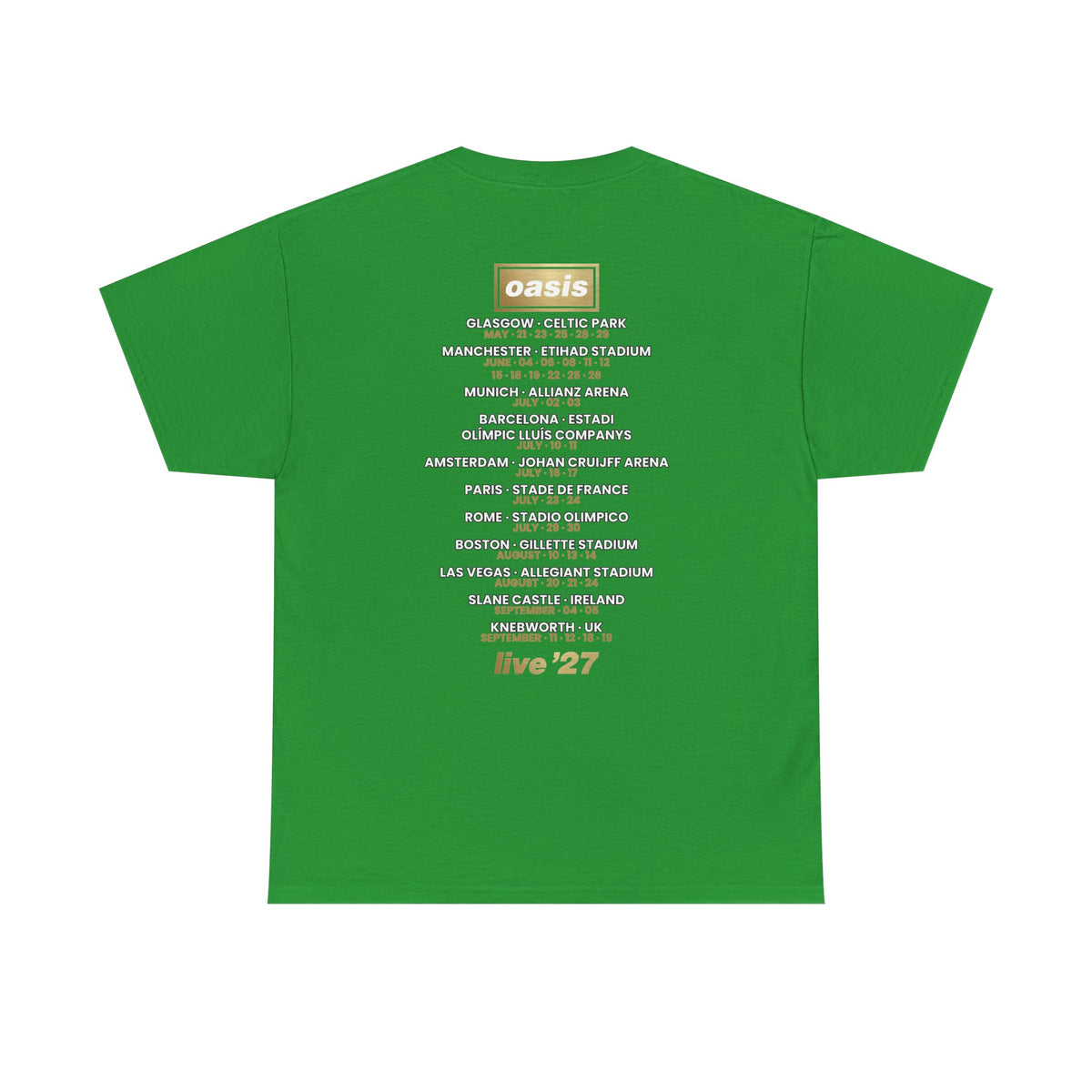 Oasis Live 27 Tour Dates Shirt T-Shirt