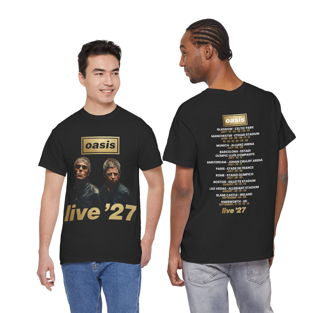 Oasis Live 27 Tour Dates Shirt Black T-Shirt