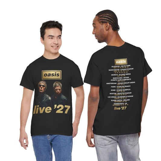 Oasis Live 27 Tour Dates Shirt Black T-Shirt