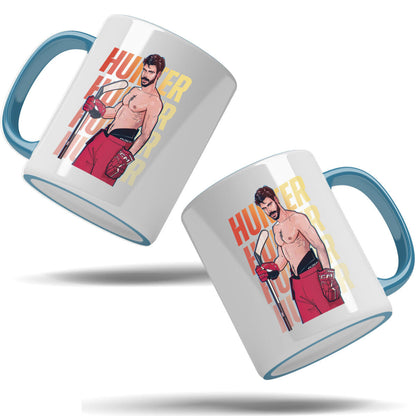 WarningPrint Gay Heated Hockey Mug Hunter Accent Mug 11oz Light Blue Mug
