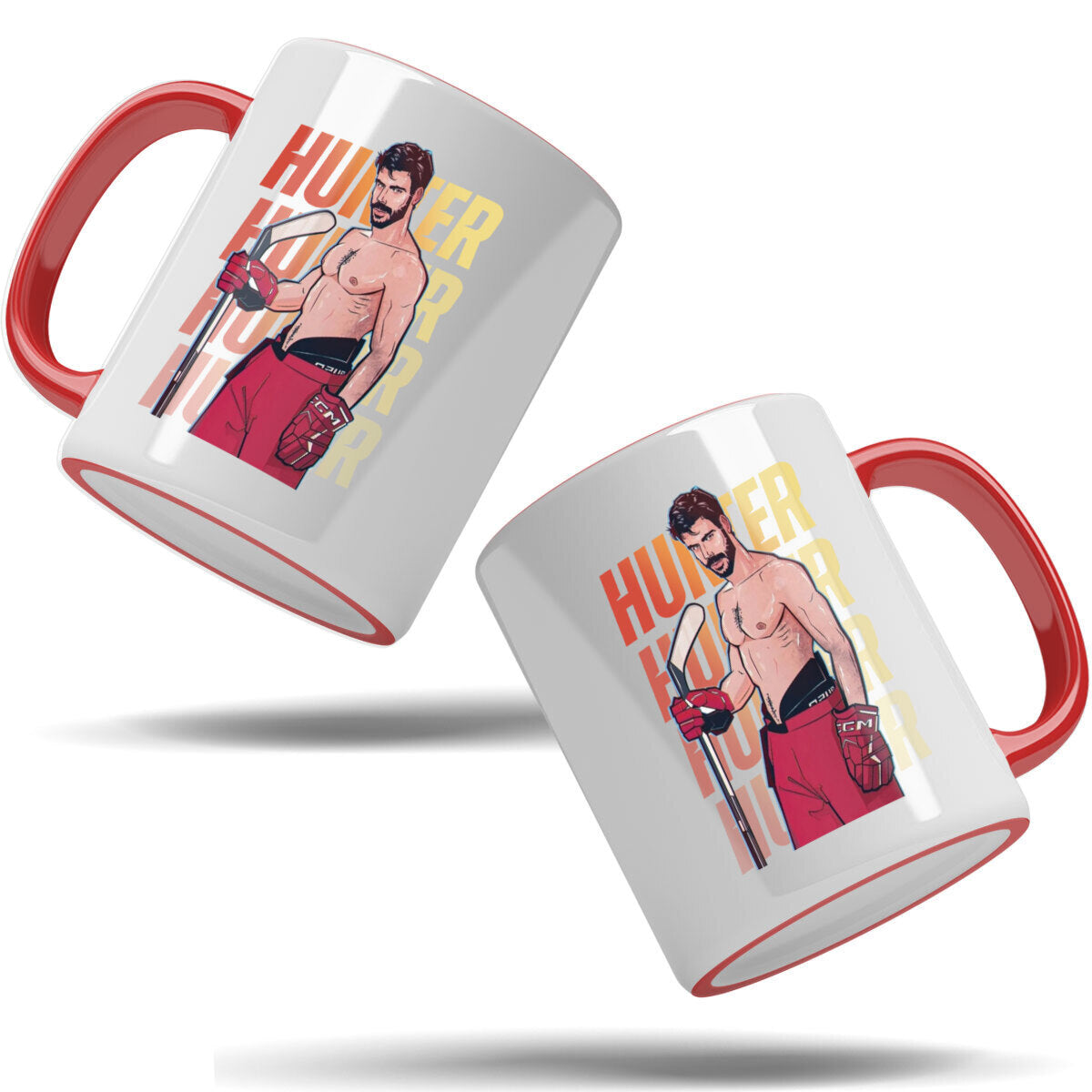 WarningPrint Gay Heated Hockey Mug Hunter Accent Mug 11oz Red Mug