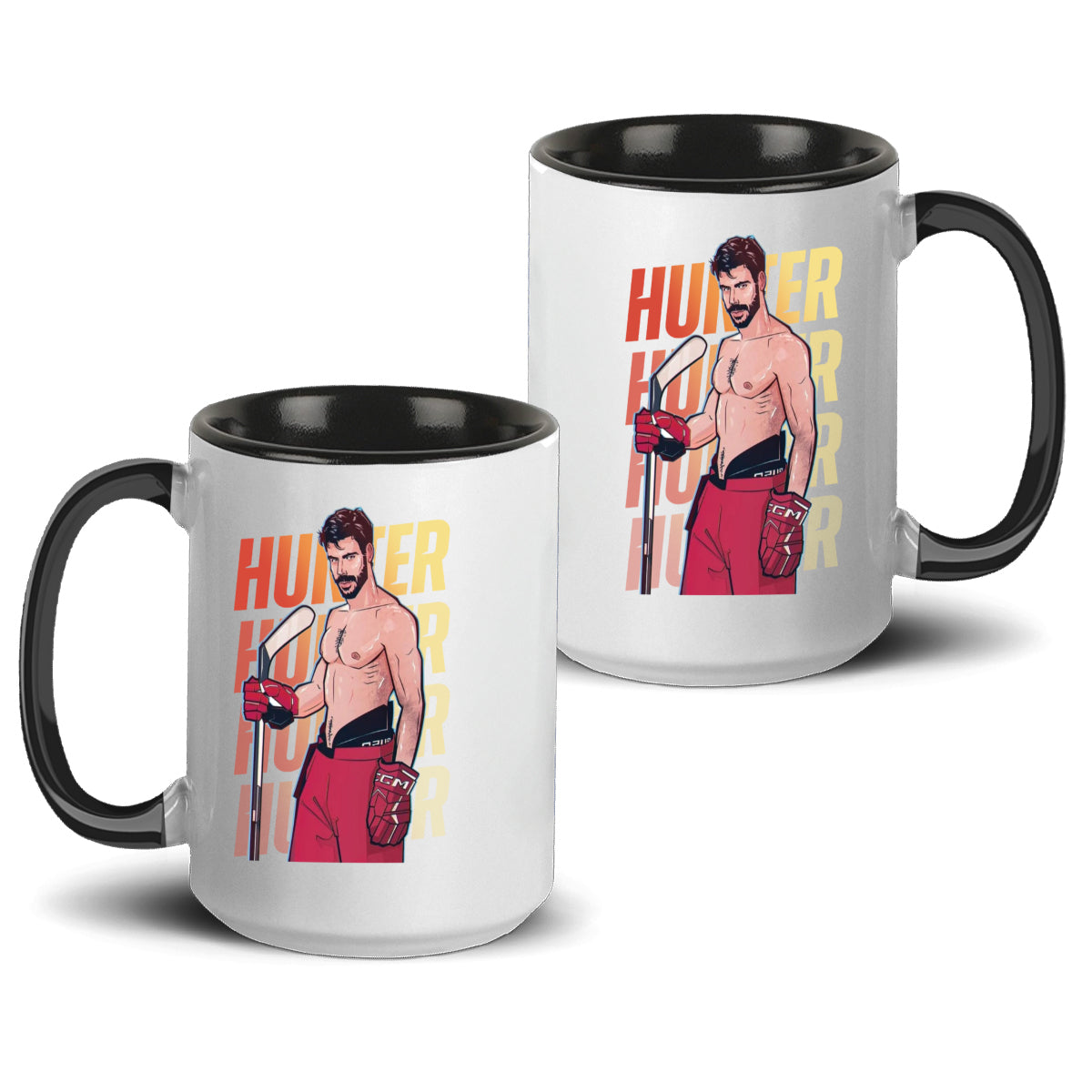 WarningPrint Gay Heated Hockey Mug Hunter Accent Mug 15oz Black Mug