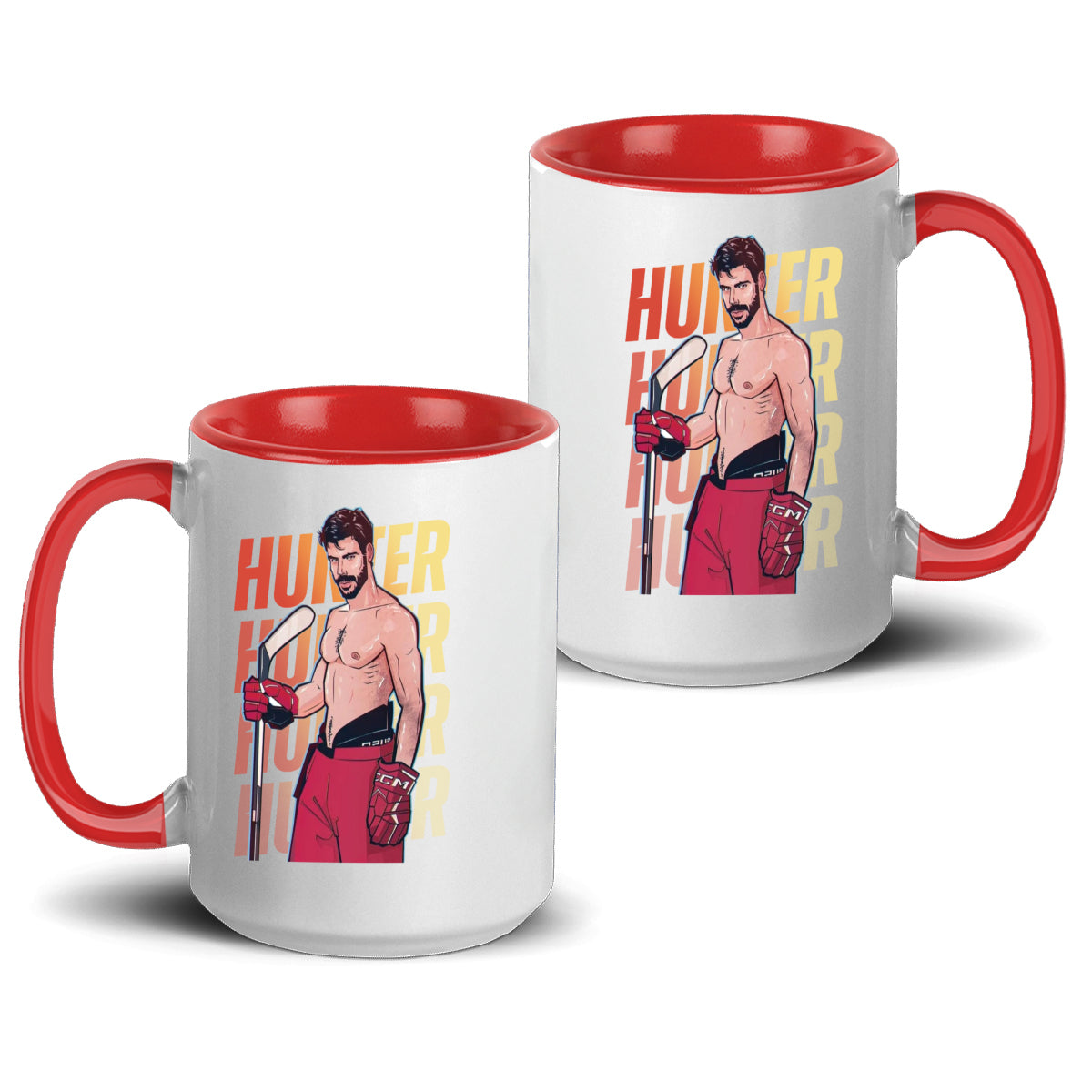 WarningPrint Gay Heated Hockey Mug Hunter Accent Mug 15oz Red Mug
