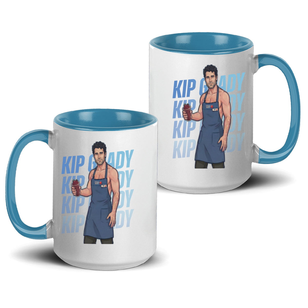 WarningPrint Gay Heated Hockey Mug Kip Accent Mug 15oz Light Blue Mug