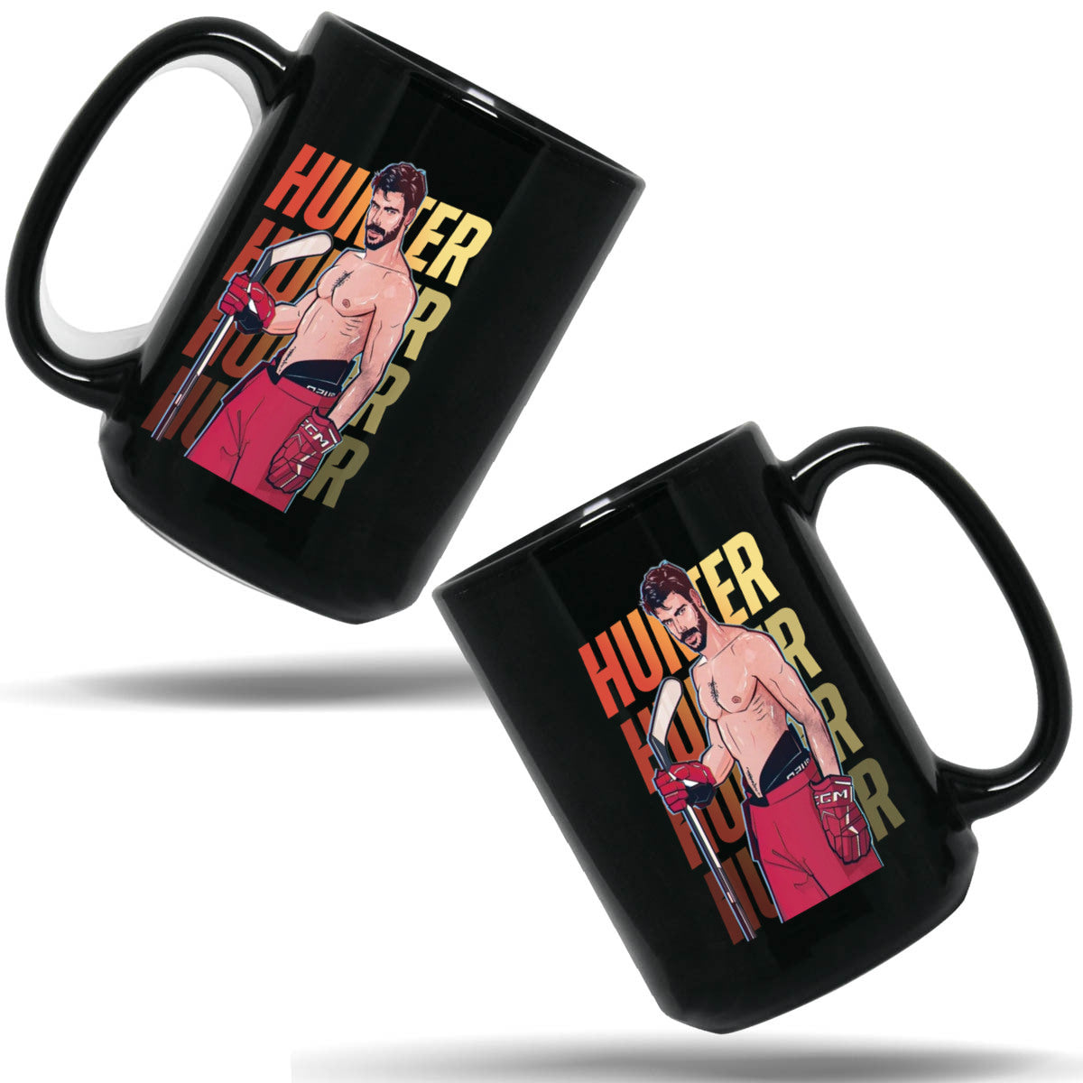 WarningPrint Gay Heated Hockey Mug Hunter Ceramic Mug 15oz Black Mug
