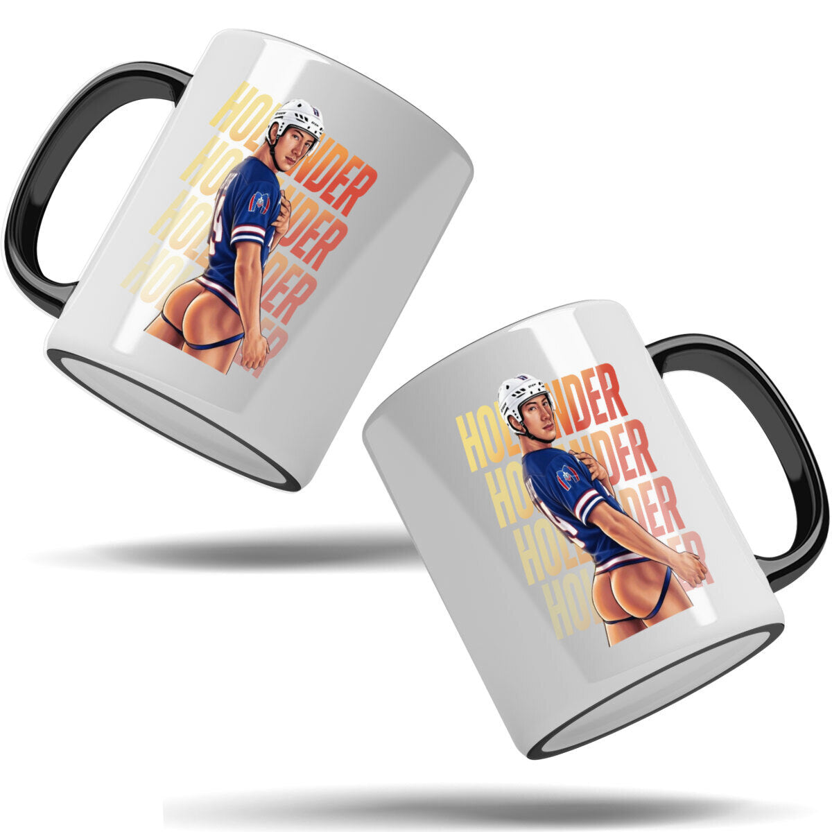 WarningPrint Gay Hockey Captain Mug Hollander Accent Mug 11oz Black Mug