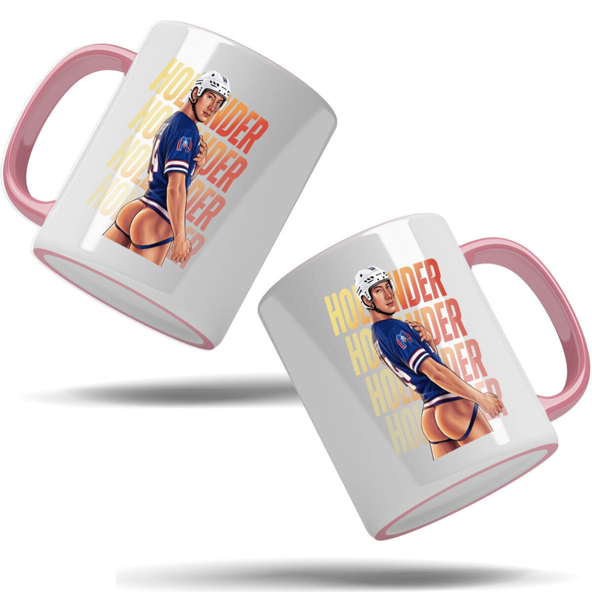 WarningPrint Gay Hockey Captain Mug Hollander Accent Mug 11oz Light Pink Mug