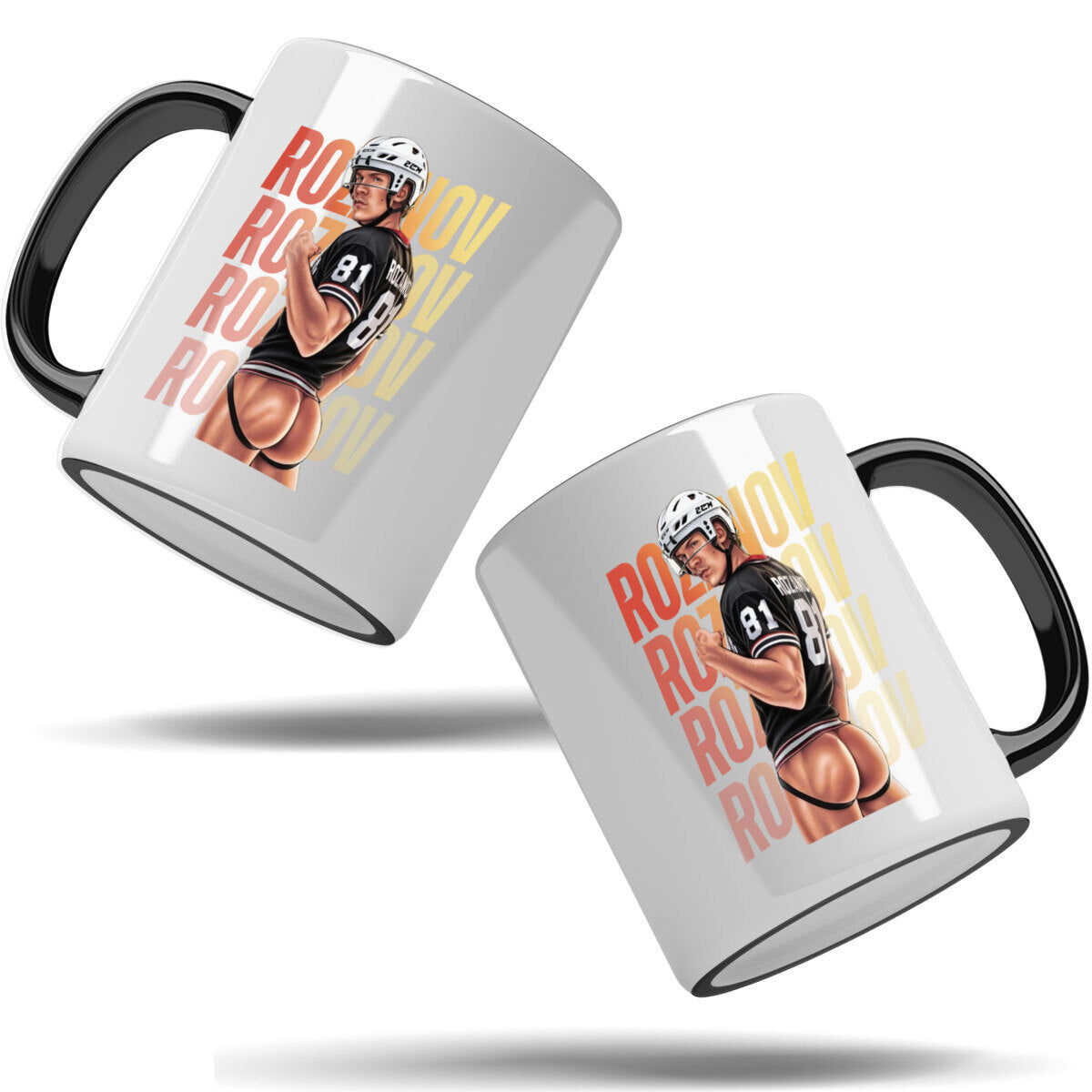 WarningPrint Gay Heated Hockey Mug Rozanov Accent Mug 11oz Black Mug