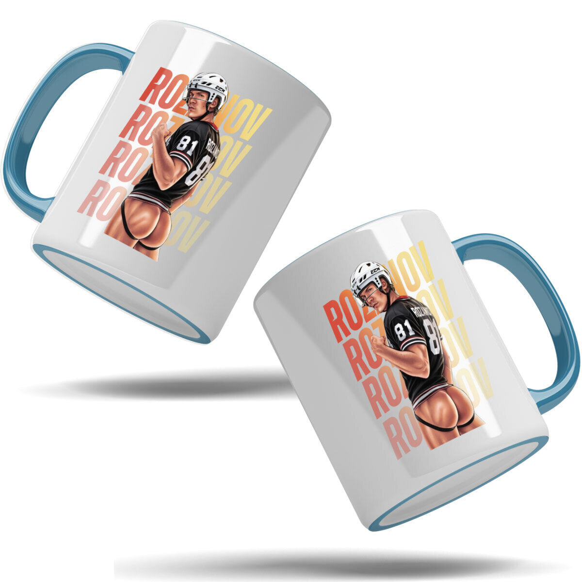 WarningPrint Gay Heated Hockey Mug Rozanov Accent Mug 11oz Light Blue Mug