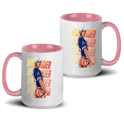 WarningPrint Gay Hockey Captain Mug Hollander Accent Mug 15oz Light Pink Mug