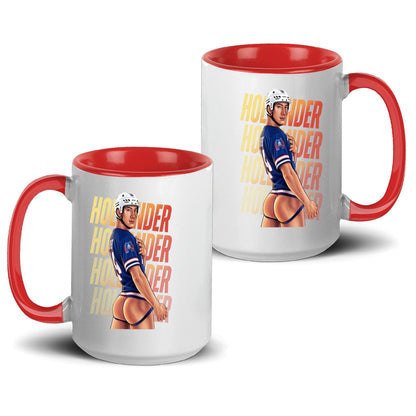 WarningPrint Gay Hockey Captain Mug Hollander Accent Mug 15oz Red Mug