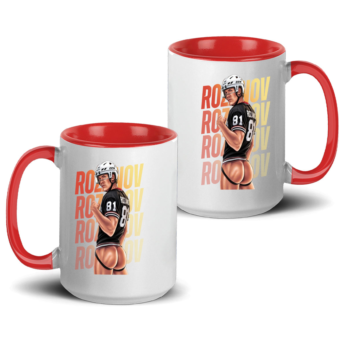 WarningPrint Gay Heated Hockey Mug Rozanov Accent Mug 15oz Red Mug