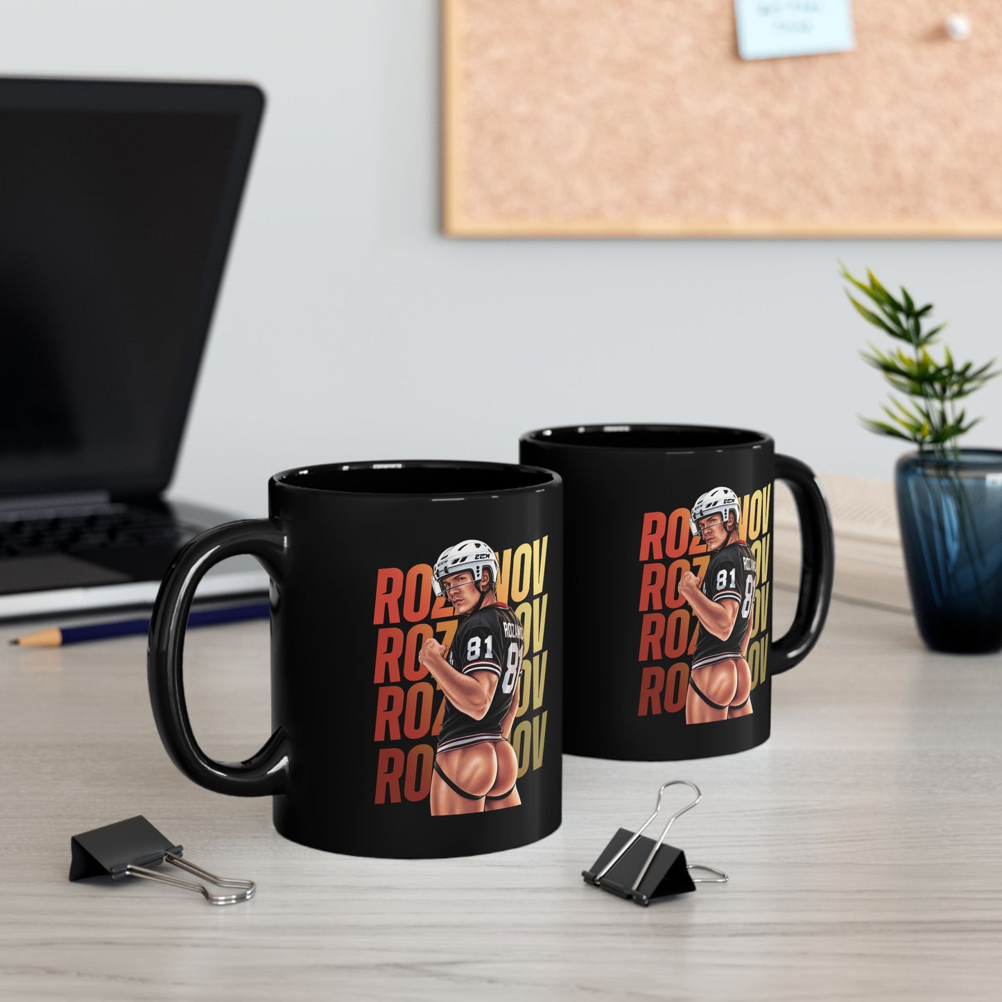 WarningPrint Gay Heated Hockey Mug Rozanov Ceramic Mug 11oz Black Mug