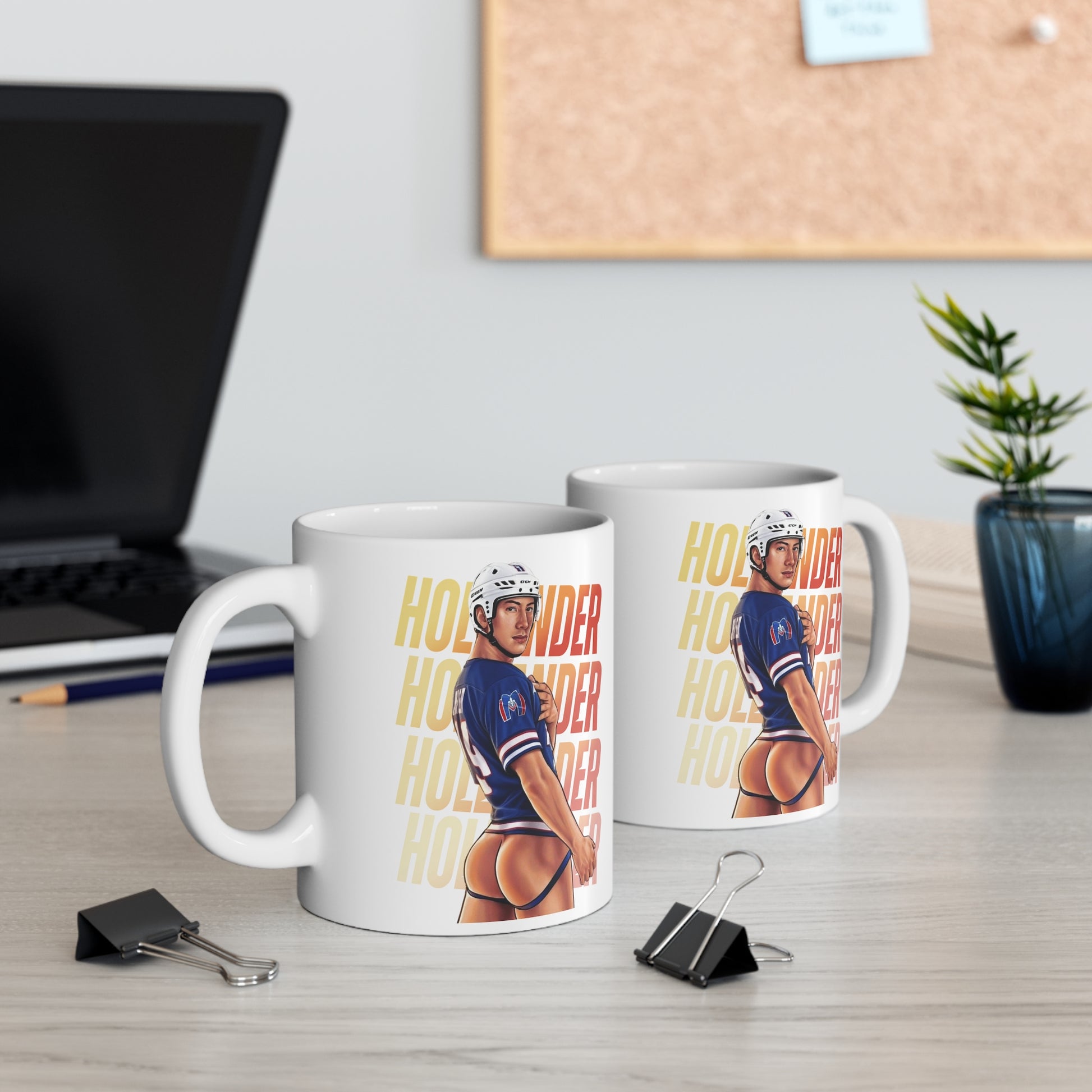 WarningPrint Gay Heated Hockey Mug Hollander Ceramic Mug 11oz White Mug