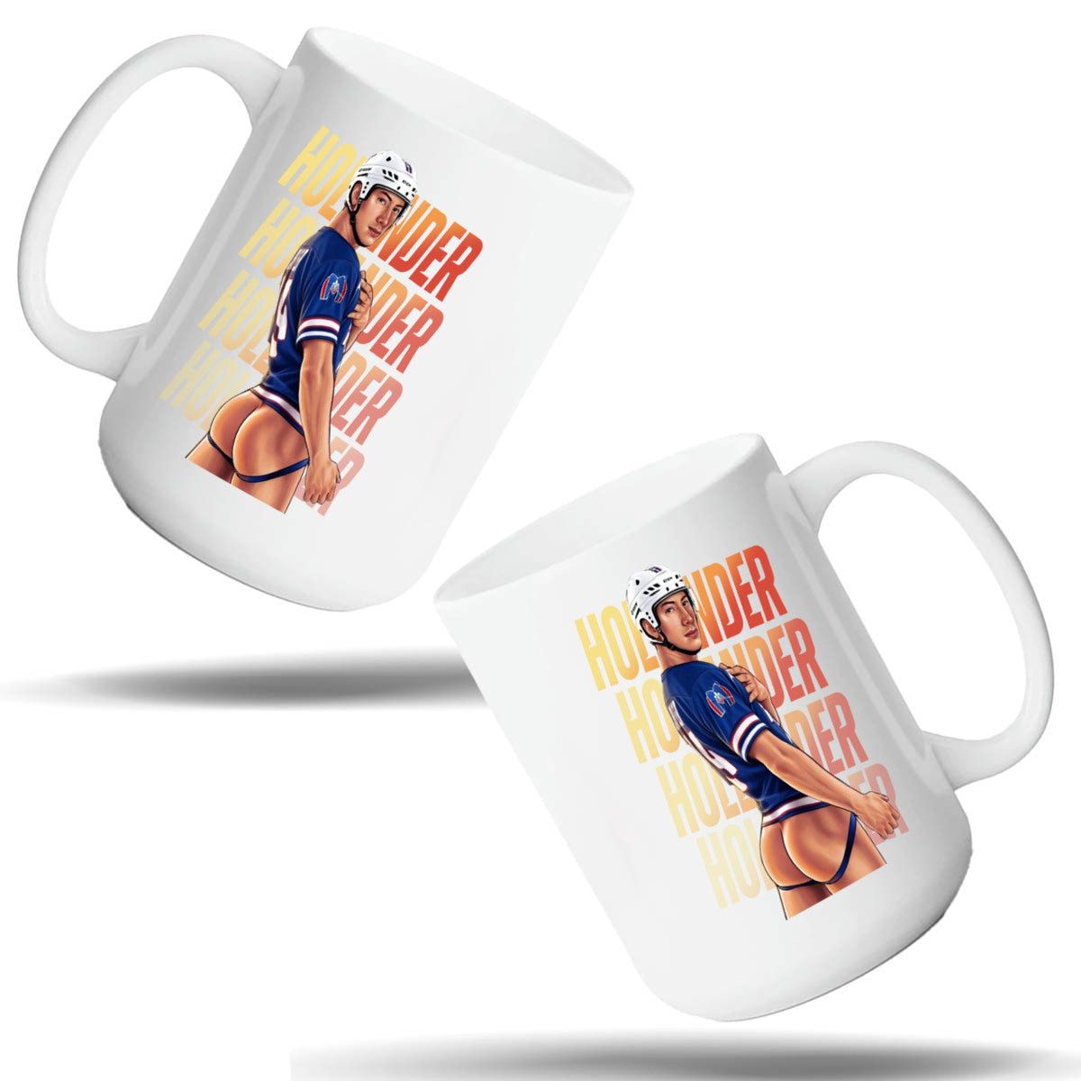 WarningPrint Gay Heated Hockey Mug Hollander Ceramic Mug 15oz White Mug