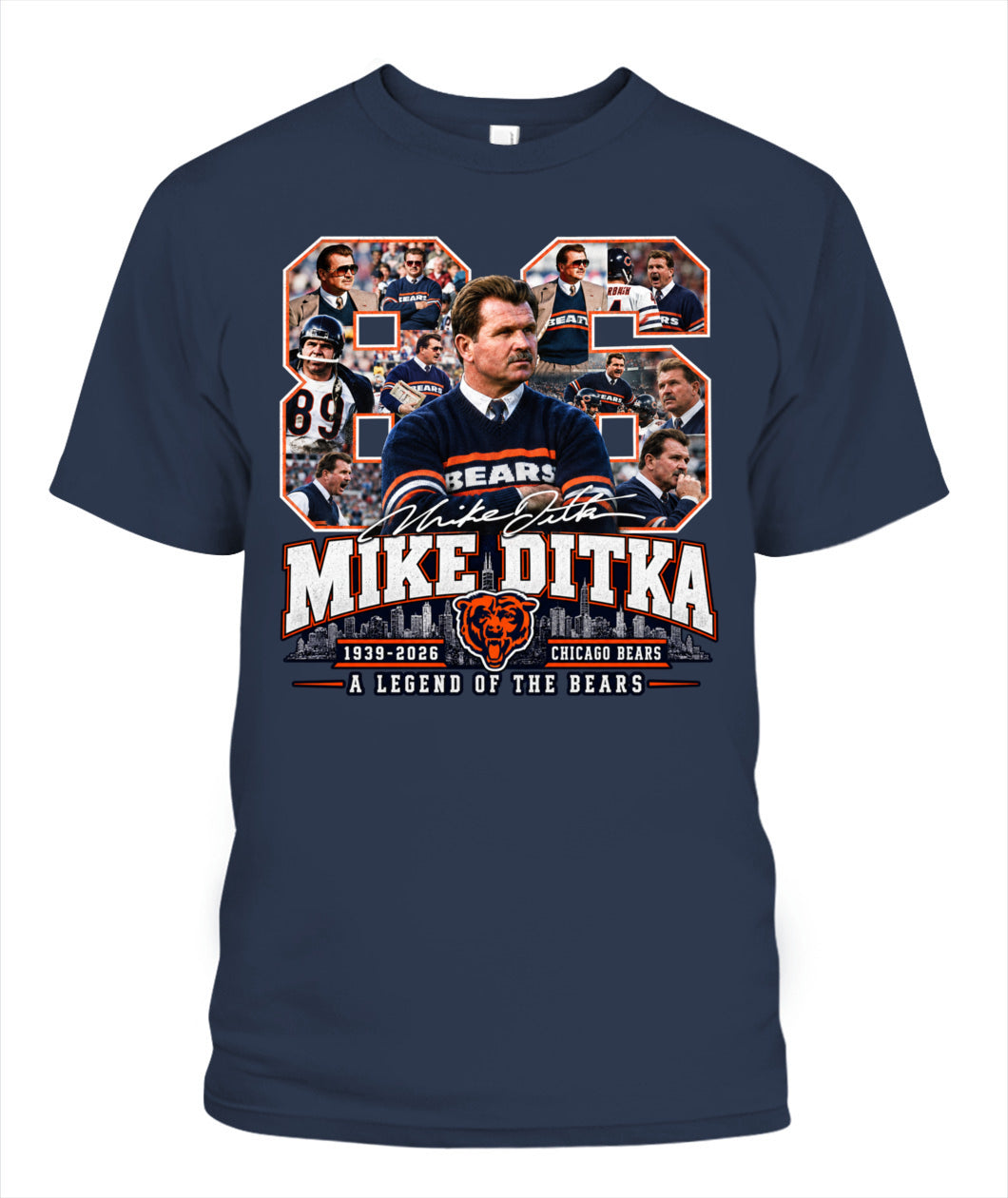 Bears Legend Mike Ditka Shirt Unisex T-Shirt Navy Apparel