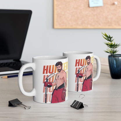 WarningPrint Gay Heated Hockey Mug Hunter Ceramic Mug 11oz White Mug