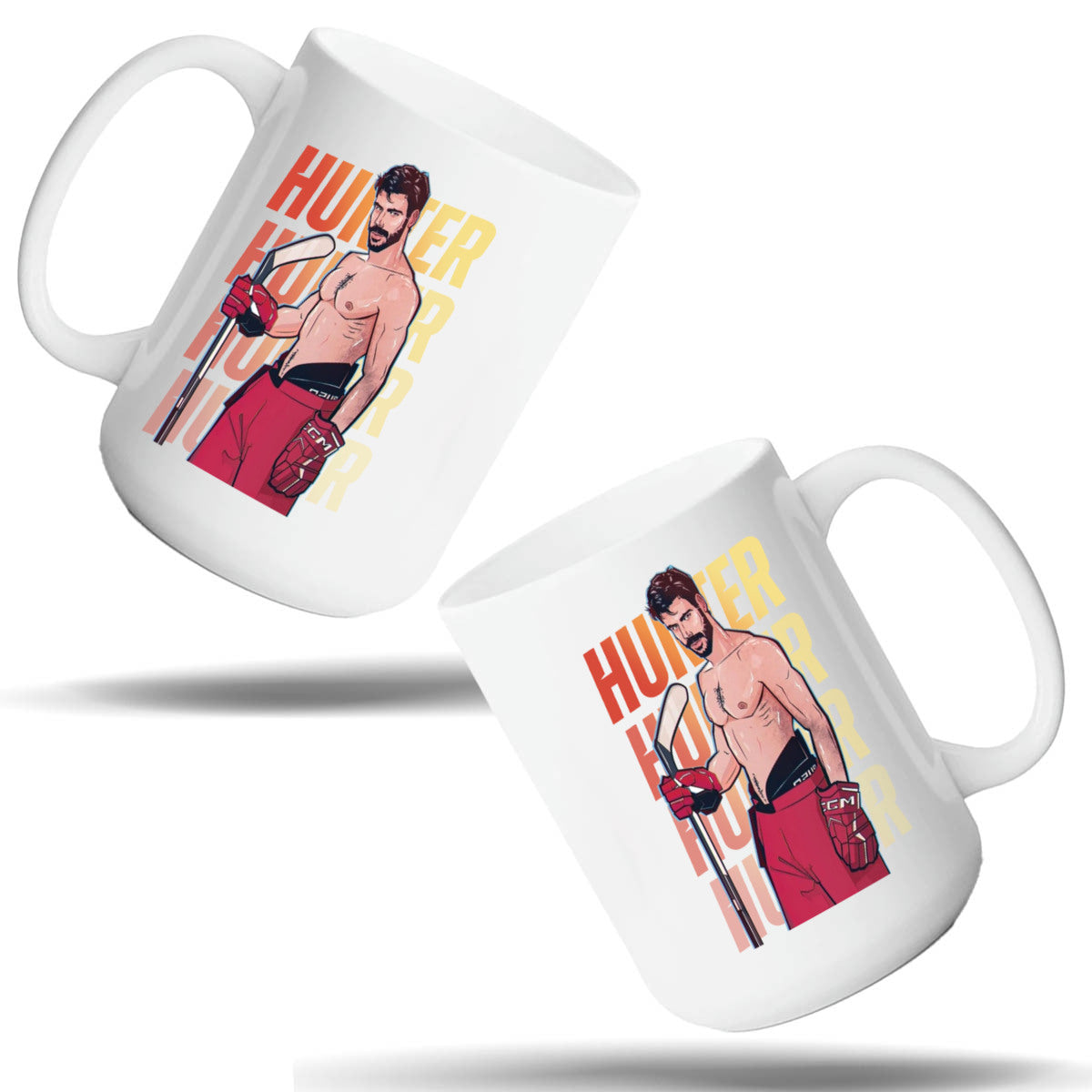 WarningPrint Gay Heated Hockey Mug Hunter Ceramic Mug 15oz White Mug