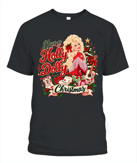 Holly Dolly Christmas Shirt Unisex T-Shirt Black