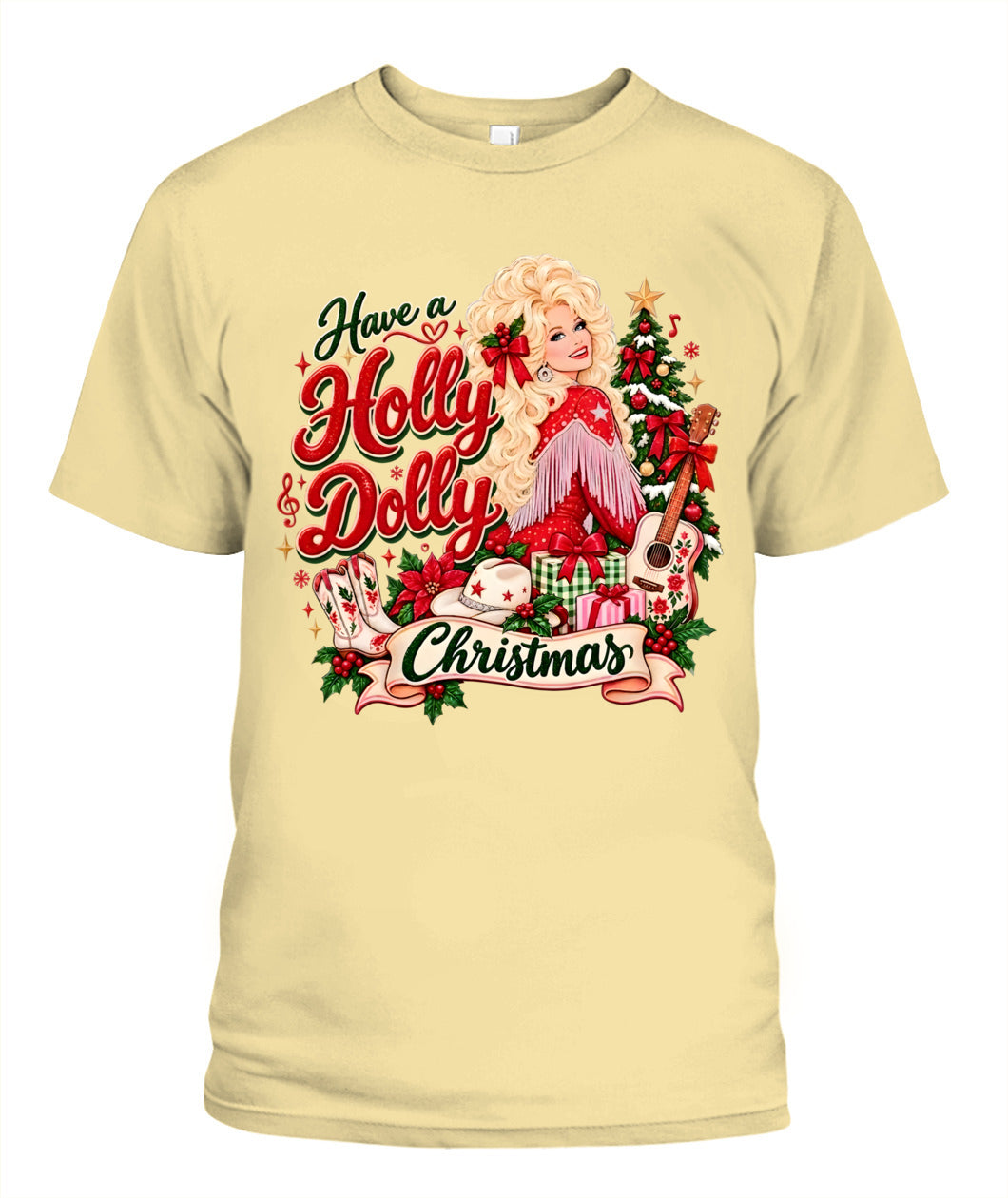 Holly Dolly Christmas Shirt Unisex T-Shirt Butter