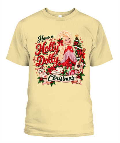 Holly Dolly Christmas Shirt Unisex T-Shirt Butter