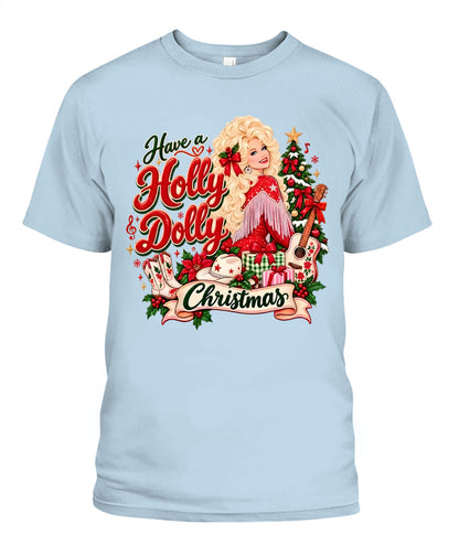 Holly Dolly Christmas Shirt Unisex T-Shirt Chambray