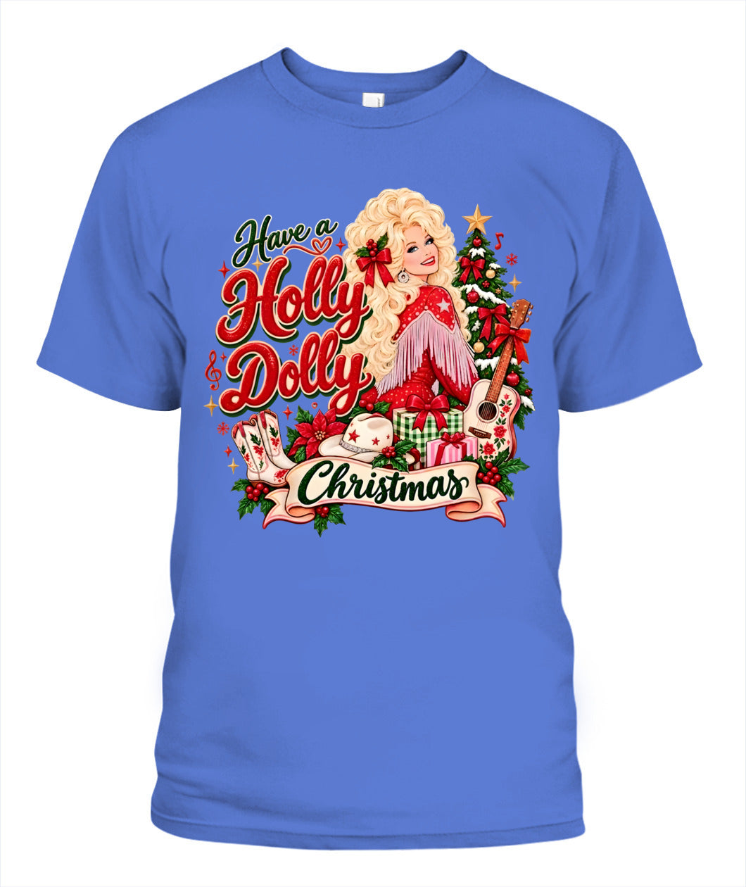 Holly Dolly Christmas Shirt Unisex T-Shirt Flo Blue