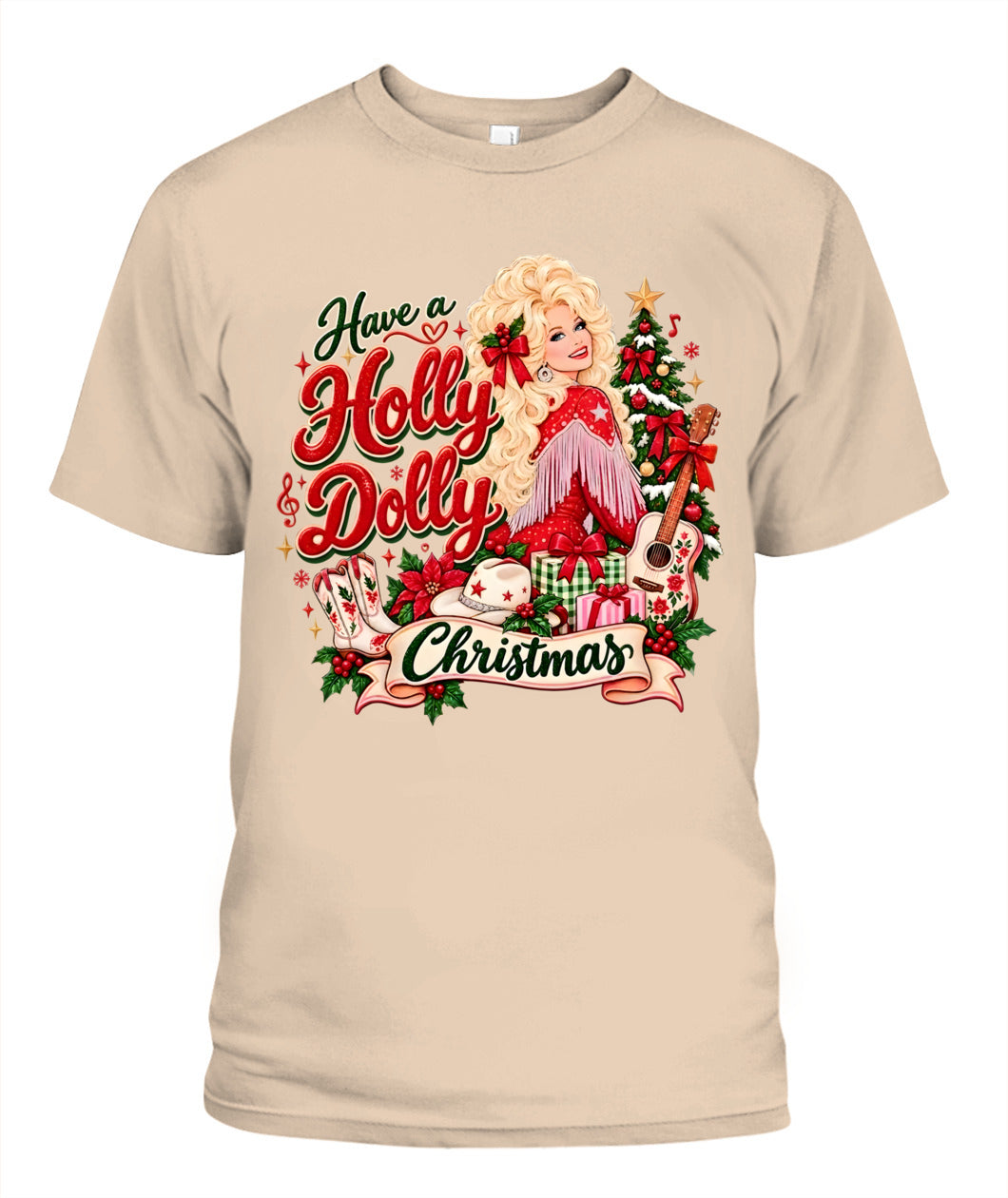 Holly Dolly Christmas Shirt Unisex T-Shirt Ivory